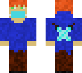 skin red hair hoodie mask diamond swords