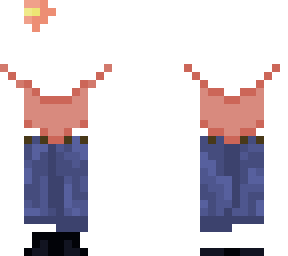 red shirt with blue pants and a flower base