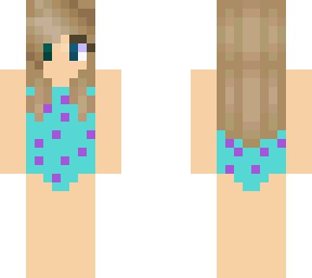 blonde girl with a polka dotted bathing suit