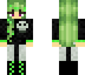 green hair skull girl