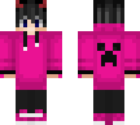 happy gaming pink skin with black hair