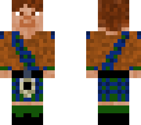 2 (slim) - scottish men with kilt (green and blue) and brown jack