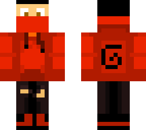 red hoddie with red mask