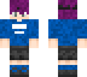 [e-boy] w/ blue shirt and purple hair