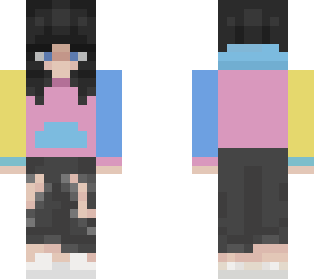 rachael black hair color block hoodie
