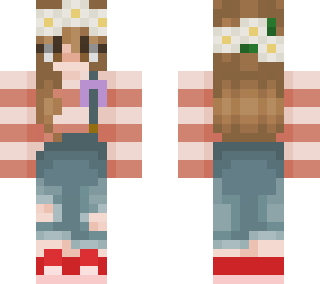 simple overalls w/ red sneakers + daisy crown :>