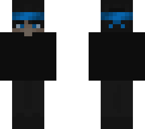 sweaty dark bedwars skin with a blue headband