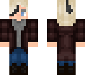 blonde person with black eye wrap and coat
