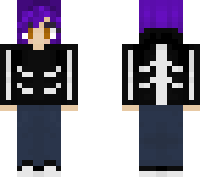 purple in the skeleton hoodie