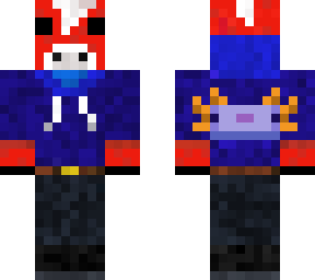 mooshroom with a blue axolotl hoodie