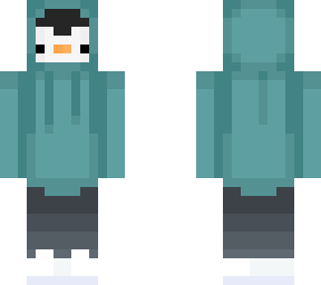 penguin in teel hoodie
