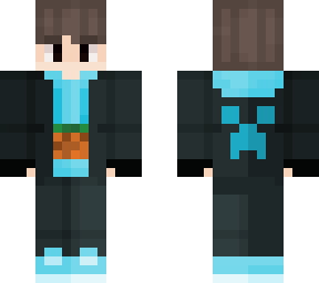 blue - boy _with minecraft logo on t- shirt