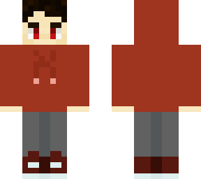 boy with red hoodie and sneakers