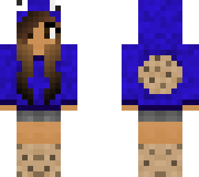 cookie monster girl in hoodie brown eyes