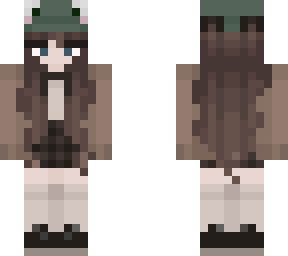 girl with brown hair and frg hat