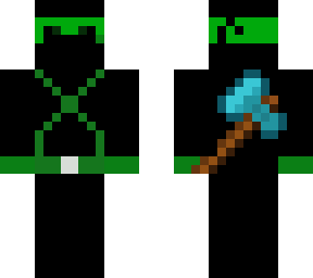 green ninja with diamond axe
