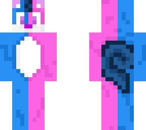 half pink, half blue husky