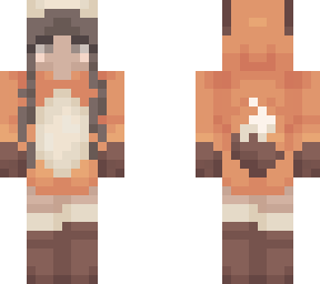 brown hair girl in a  fox onesie