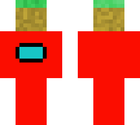 red carrying a grass block