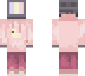 tv head with pink duck hoodie