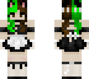 maid girl green and brown hair