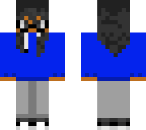 boy with long hair and blue sweater and glasses