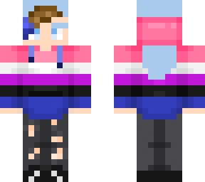 genderfluid hoodie long blue hair
