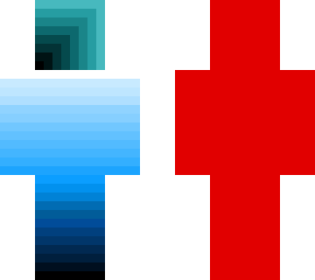 blue shading art character with red back