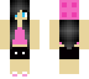 black hair with pink accents