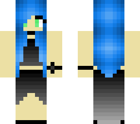 blue hair, black accents