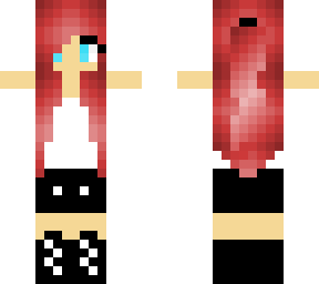 red hair, white + black accents