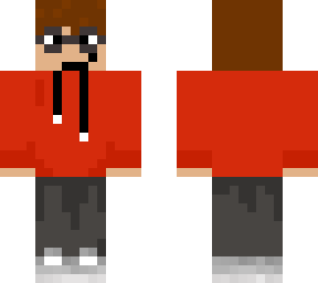 red hoodie boy with glasses on