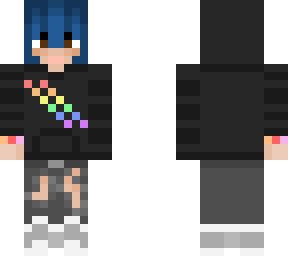 vickyotis360 blue haired black pride month hoodie w/ ripper jeans & sneakers