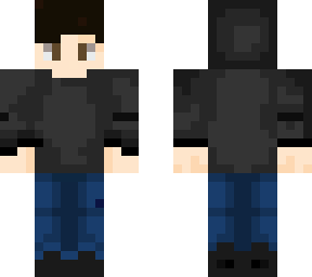 brown hair with black hoodie/jeans