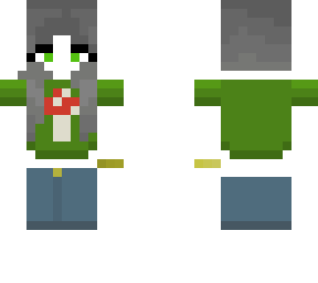 gray hair w/green eyes and mushroom shirt base