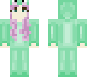 pink hair girl in frog onesie