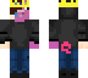 fixed brown hair with black hoodie/jeans (a bit of techoblade)