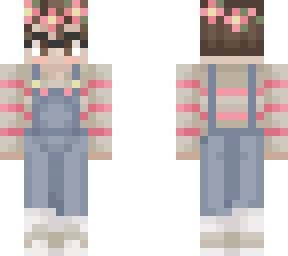 flower n overalls n short hair