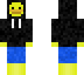 duckie with a black hoodie and shorts