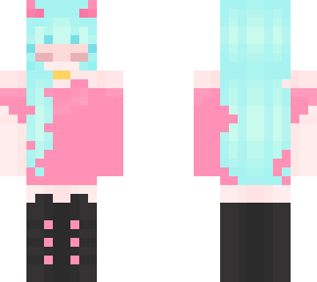 pink devil with blue hairs
