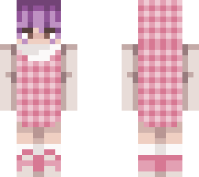 pink hooded plaid dress
