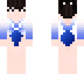 japanese gymnast girl with bangs blue angel butterfly pattern ombre gradient