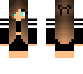 brown hair with black sheer leader uniform