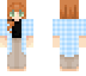 ginger haired girl in blue shirt