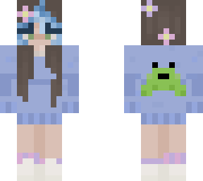 cute brown hair girl with blue bangs