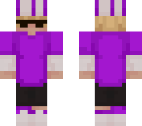purple bucket hat with sleeves rolled up