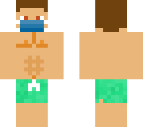 really bad man in face mask in swim suit