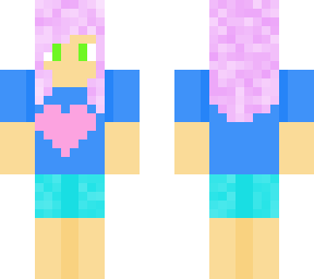 pink hair girl with heart shirt