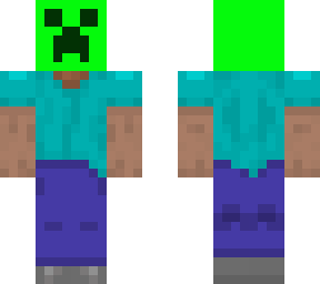 steve with creeper skull