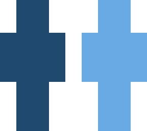 2 shades of blue with visible white and black